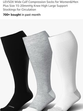 Wide Calf Compression Socks for Women&Men Plus Size 15-20mm knee high